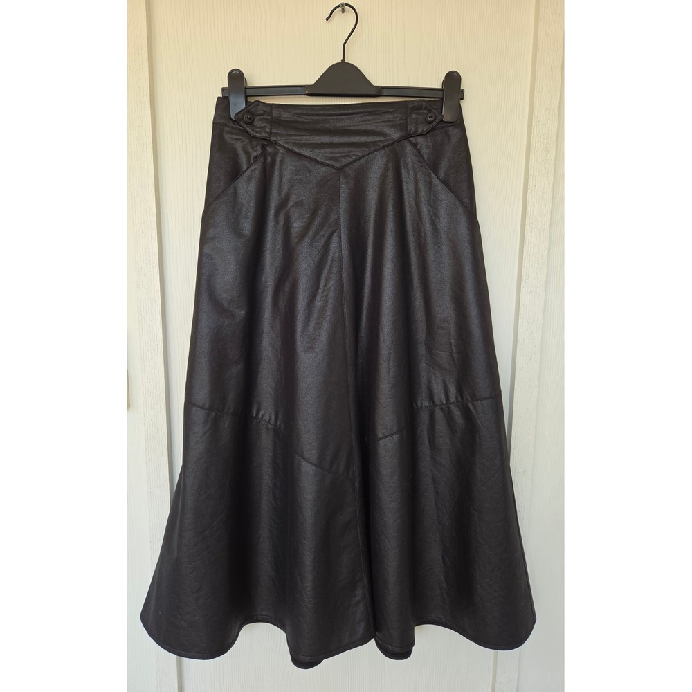 Vintage City Girl Faux Leather A-Line Midi Skirt Size 12 Ren Faire Indie Grunge